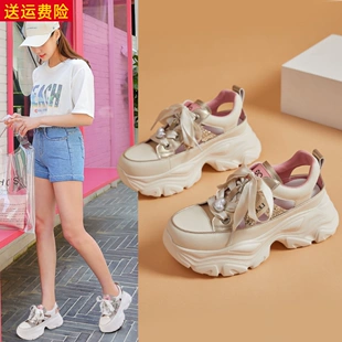 2025 夏季新款来袭！网红厚底轻便镂空透气真皮韩版女鞋，助你轻松增高又休闲