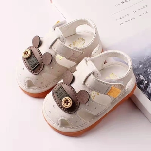 《叫叫鞋 2025 新品震撼来袭！PU 皮面宝宝凉鞋，防滑软底专为一岁宝宝打造，男女童皆适宜》